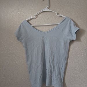 American Eagle Outfitters Light Blue V-Neck Tee